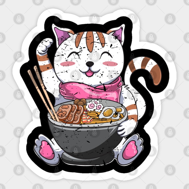 Cat Kawaii Ramen Noodles Sticker by ShirtsShirtsndmoreShirts